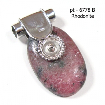 925 sterling silver pink rhodonite hih fashion pendant jewellery